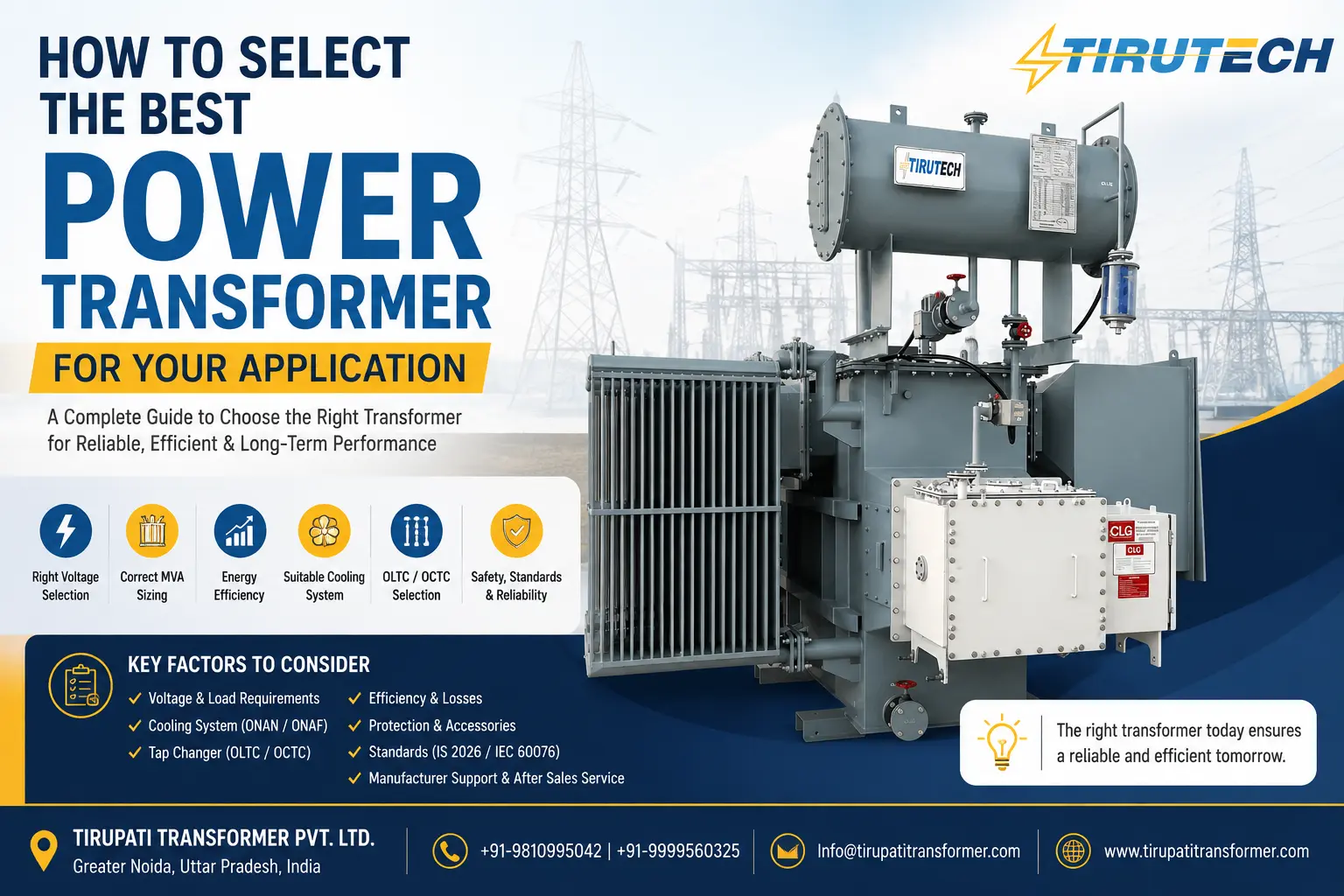 How to Select a Power Transformer for Industrial Applications — Tirupati Transformer, Greater Noida