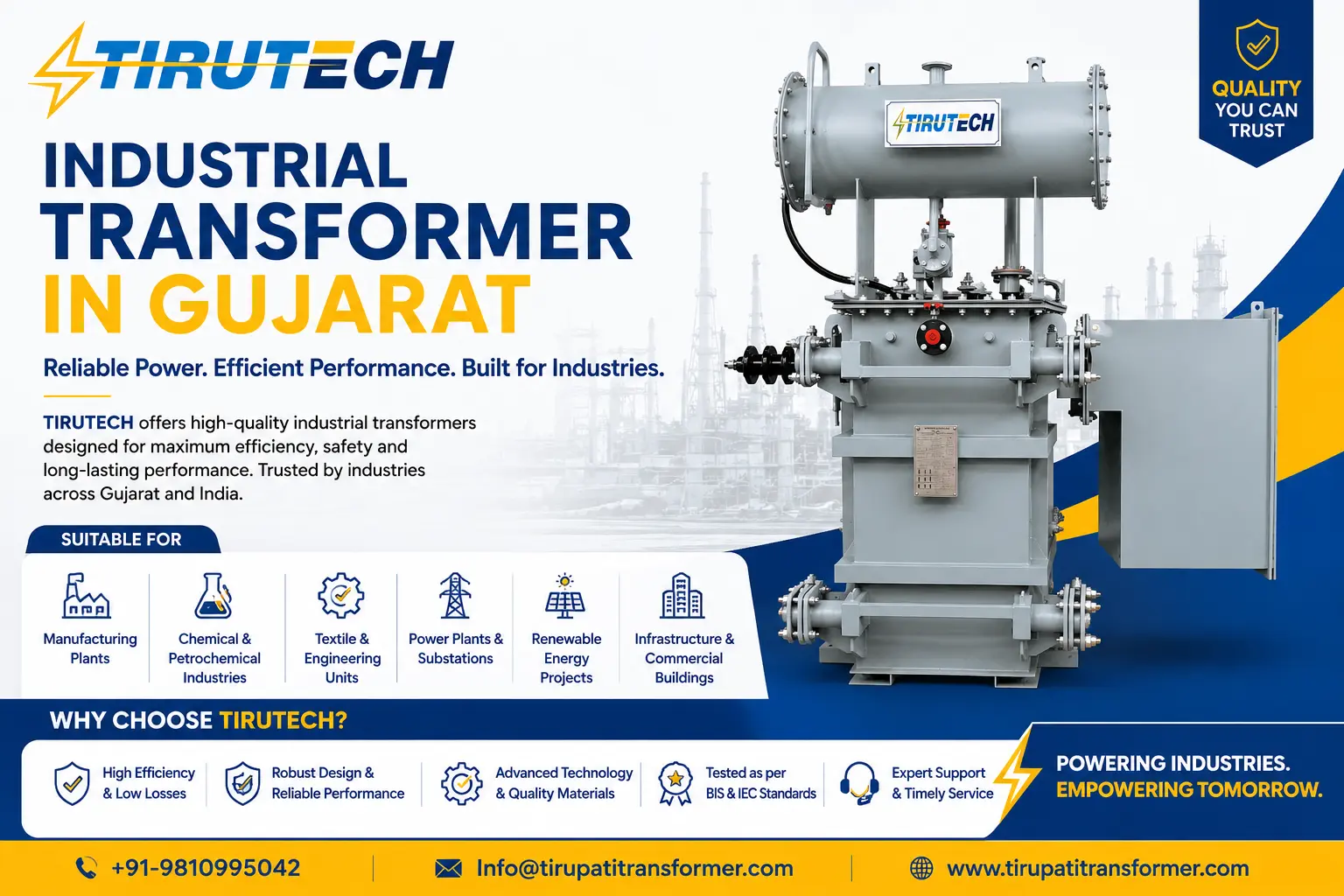 Industrial transformer in Gujarat by Tirupati Transformer